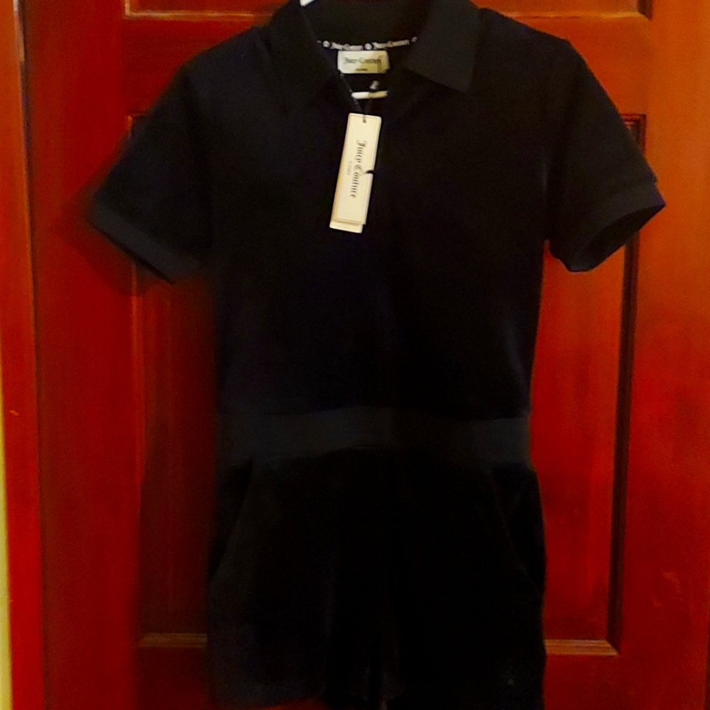 Juicy Couture Embellished Black Velour Romper
